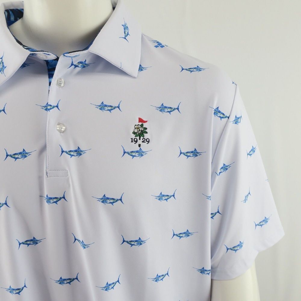 Scales Golf Polo Shirt Mens XL Marlin Sailfish Fish Print - Picture 2 of 8